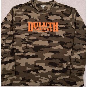 Duluth‎ Trading Co Longtail T Relaxed Fit Long Sleeve Shirt Men's 2XL Camo Crew